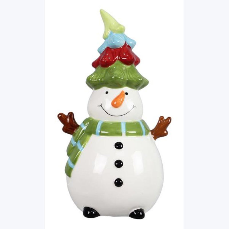 Figurine bonhomme de neige en céramique