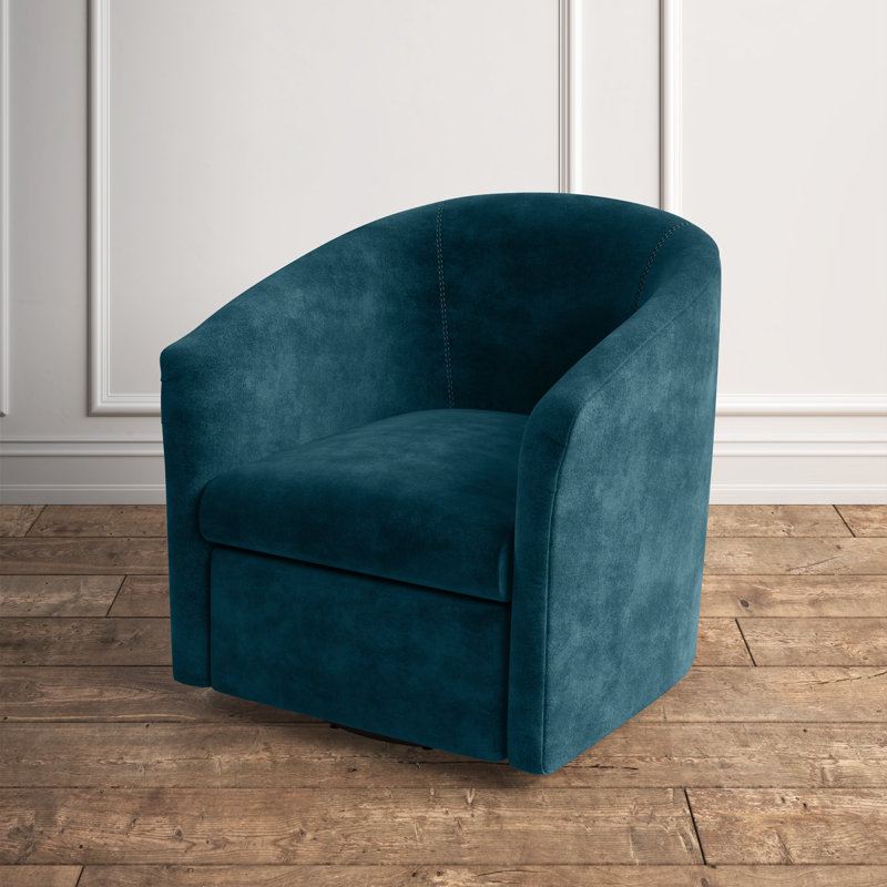 Calliope Upholstered Swivel Armchair, Blue Teal Polyester