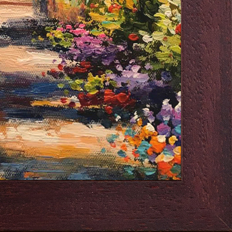 Peinture sur toile, "Garden Path at Giverny", H 12,5 po x l 10,5 po x P 2 po, Acajou