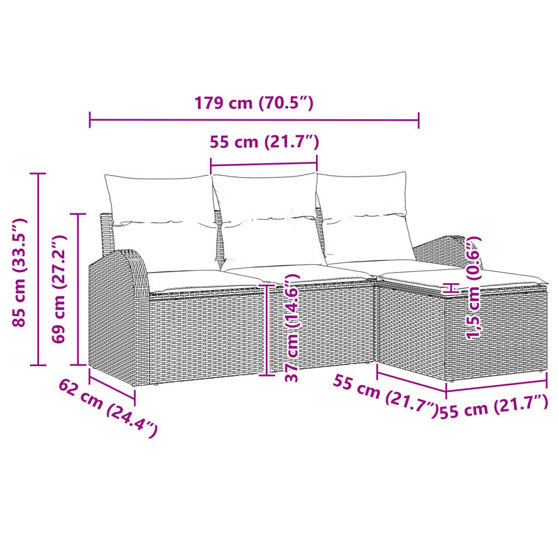 Ensemble de canapé de jardin vidaXL, Gris
