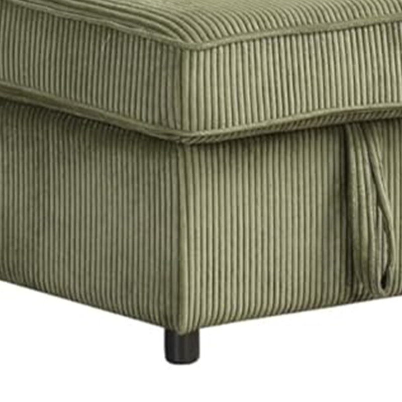 Seya Sleeper L Sectional Sofa, Storage Chaise, Green Corduroy, 93 Inch, Green Corduroy