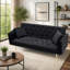 Canapé double pliable de 180 cm, style rétro américain, velours noir, idéal pour petit salon, chambre ou bureau.