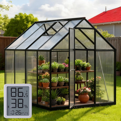 Serre en polycarbonate pour l'extérieur, serre pour l'extérieur, cadre en aluminium renforcé avec évent de toit réglable, assemblage facile
