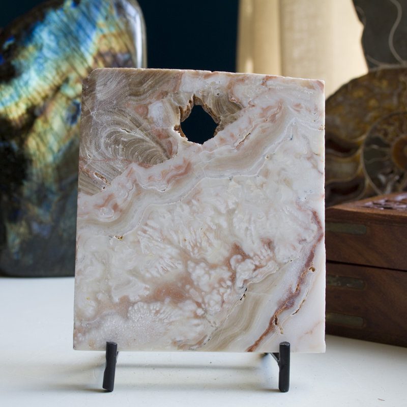 Agate translucide miel avec support