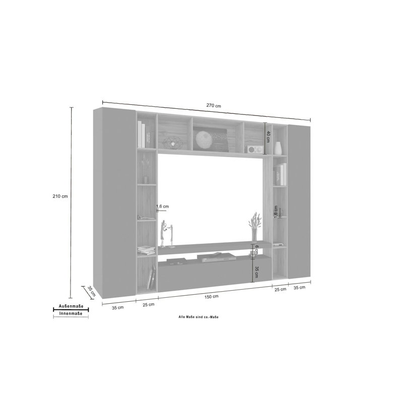 Mirre Rectangle Accent Cabinet, Anthracite/Oak