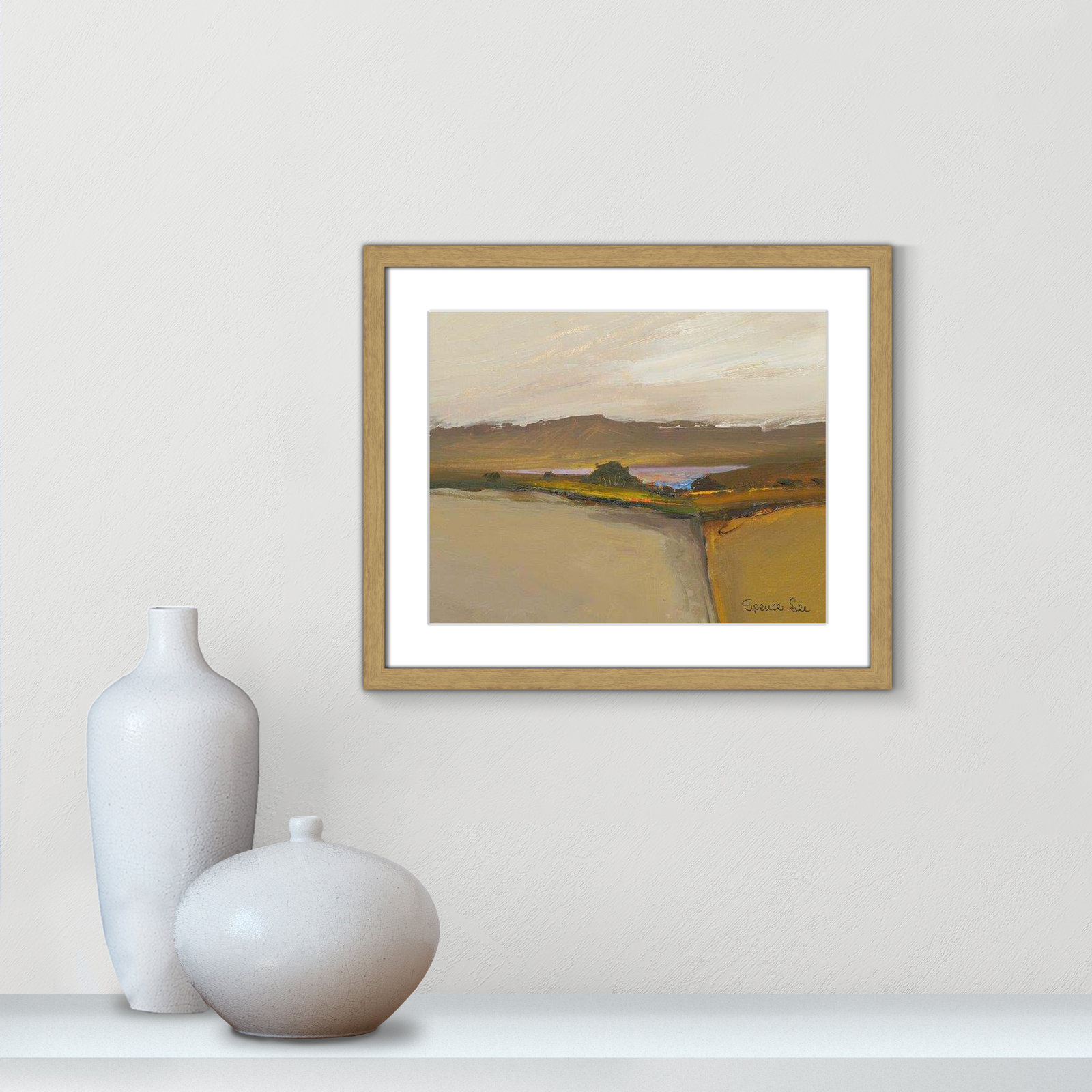 Heaven and Earth IV By Spencer Lee - Framed Art w/ 4 Ply Matboard, 16" H x 19" W x 0.75" D, Natural Framed