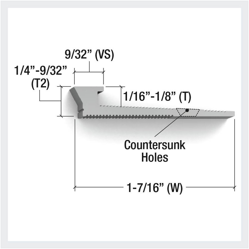 ARP-D-030-A1-C, Rampe en aluminium sans lèvre