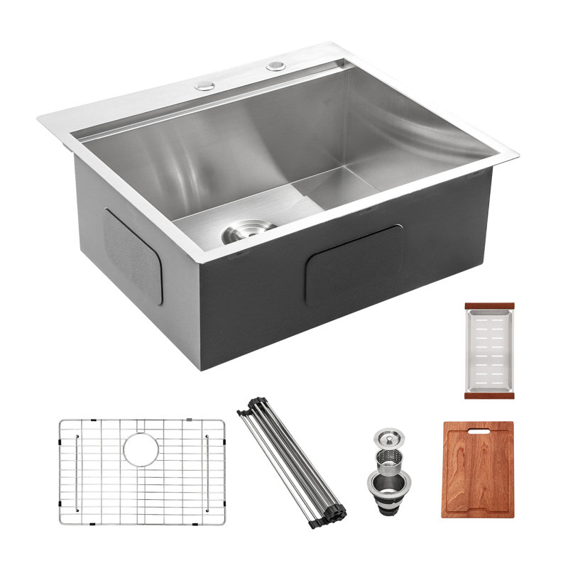 25'' L Drop-In Single Bowl Stainless Steel Kitchen Sink