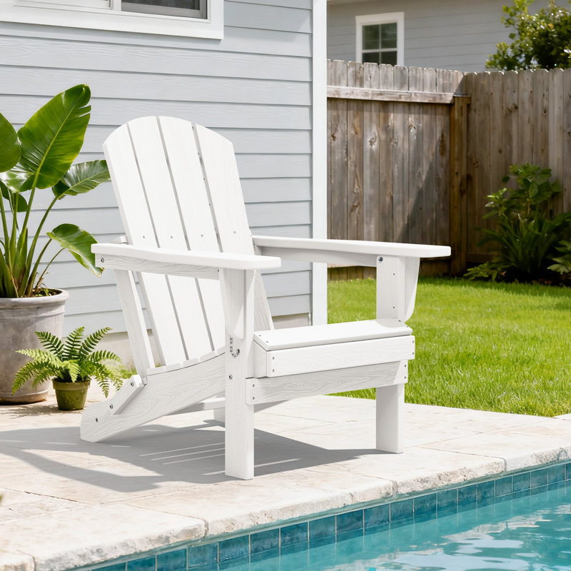Chaise Adirondack pliable en PEHD Clitheroe, Blanc