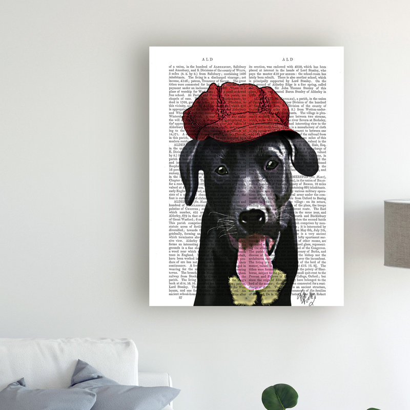 «Labrador with Cap», reproduction d'impression sur toile tendue, H 47 po x l 35 po x P 2 po
