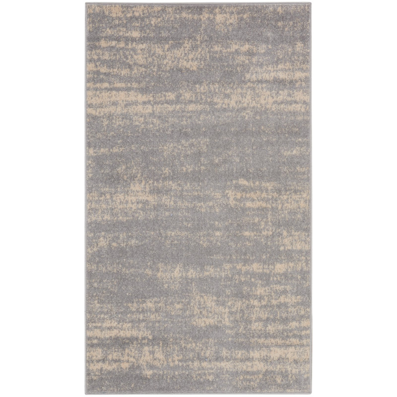 Machine Woven Chenille Indoor/Outdoor Area Rug in Gray, Rectangle 2' x 4'