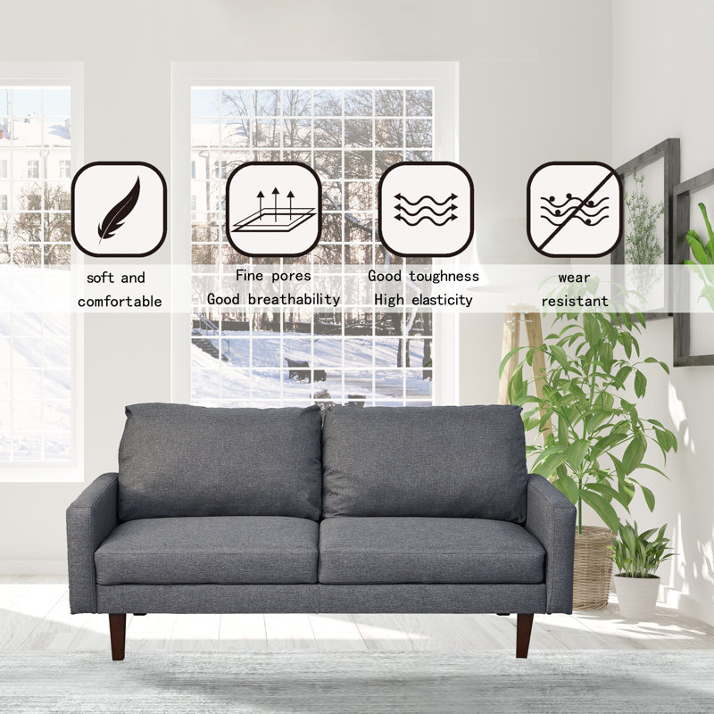 Monserat 70'' Upholstered Sofa, Light Gray