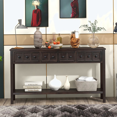 Tarsita Rustic Entryway Console Table Long Sofa Table with Drawers and Bottom Shelf Entryway Table