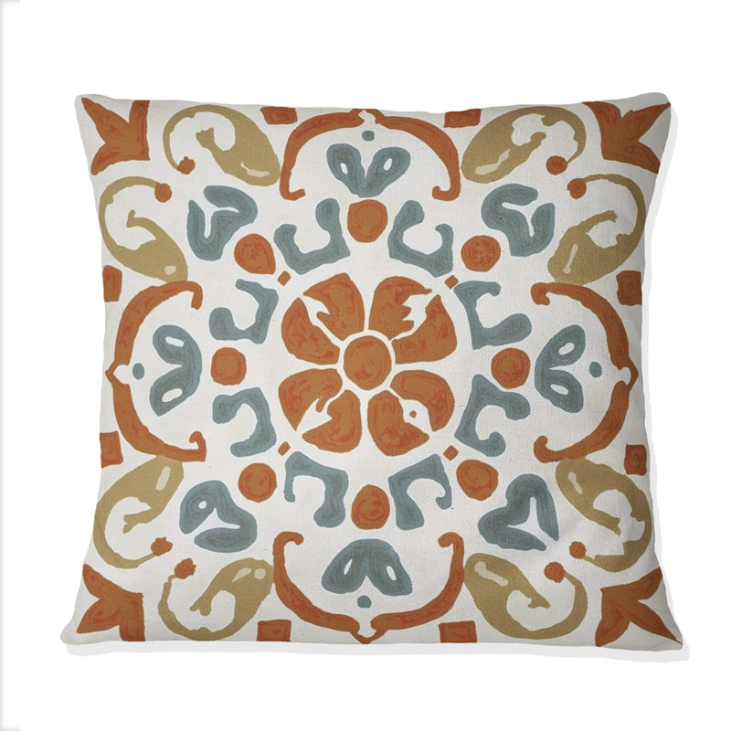 Moroccan Tiles In Earth Tones V - Coussin décoratif à imprimé abstrait