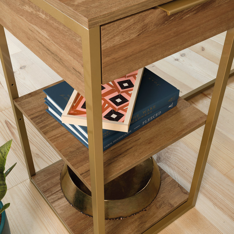 L-Shaped Writing Desk, Sindoori Mango/Gold