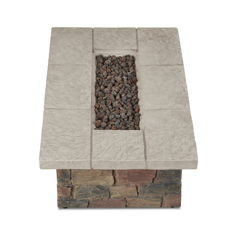 SEDONA Rectangle Concrete Propane or Natural Gas Fire Pit Table by Real Flame, 14.25" H x 52.25" W x 31.25" D