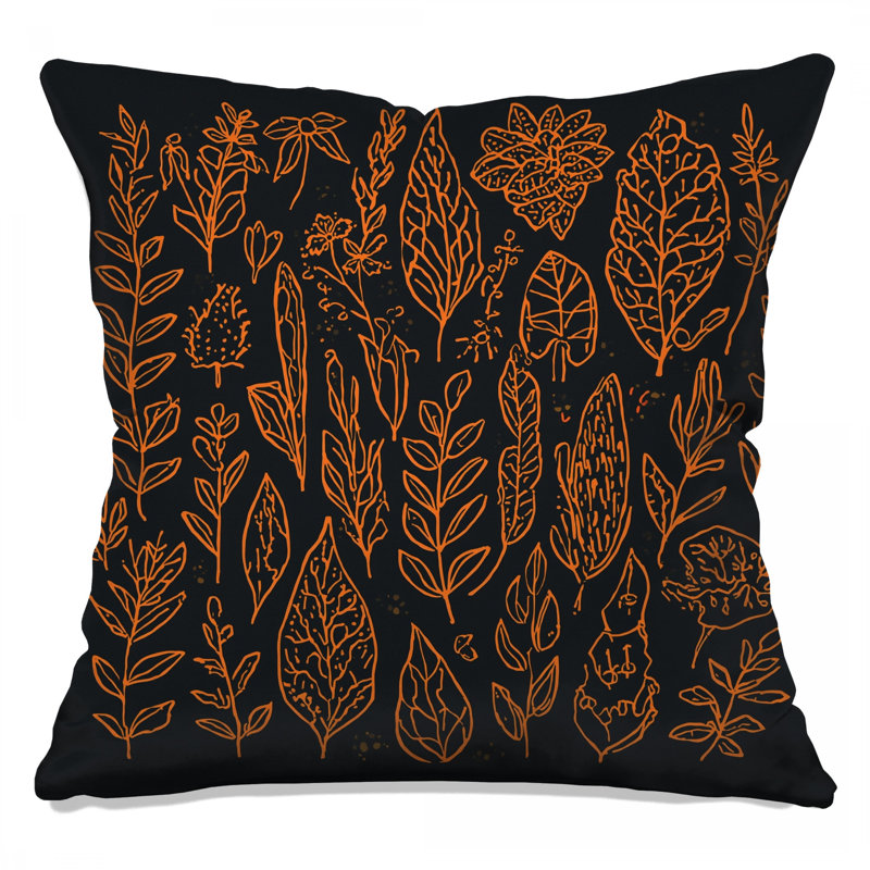 Coussins décoratifs Orange Botanical Illustration, 20 po x 20 po