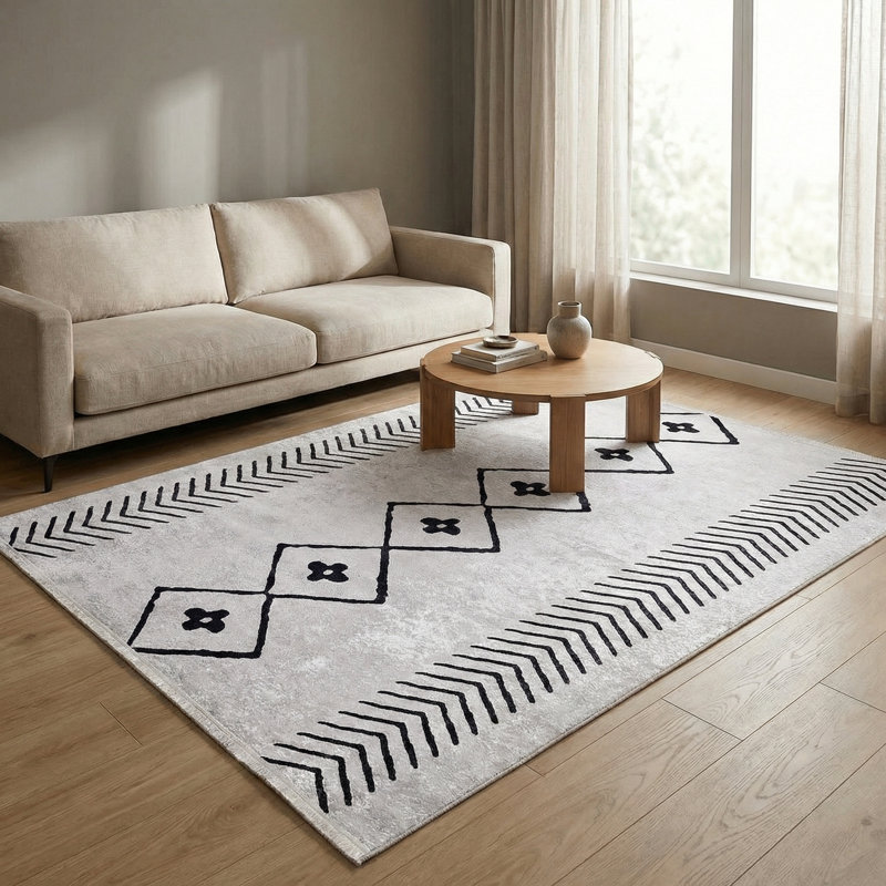 Tapis marocain Thambiah, Tapis de couloir 2 pi 8 po x 9 pi 11 po