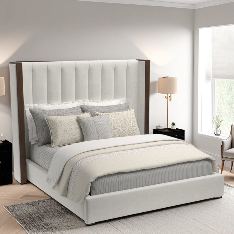 Dipson Upholstered Wingback Bed, California King (Mid), Off White Revolution®