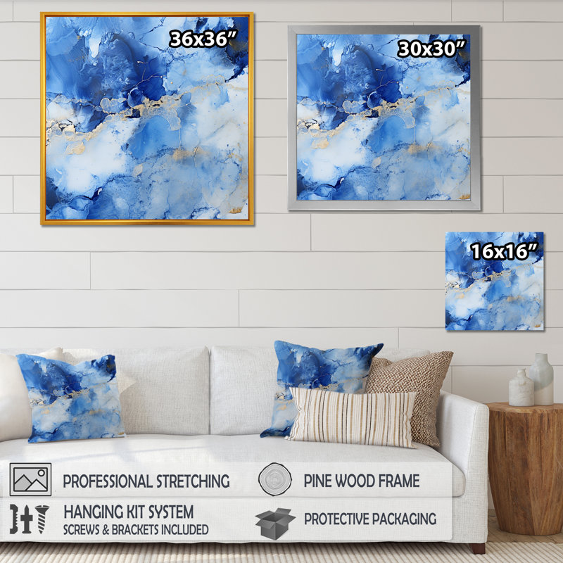 «Blue Sapphire Sphere - Stone Geode», art mural, Or, H 16 po x l 16 po