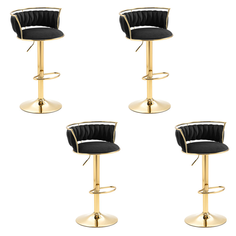Tabouret de bar Christal, Noir, Or