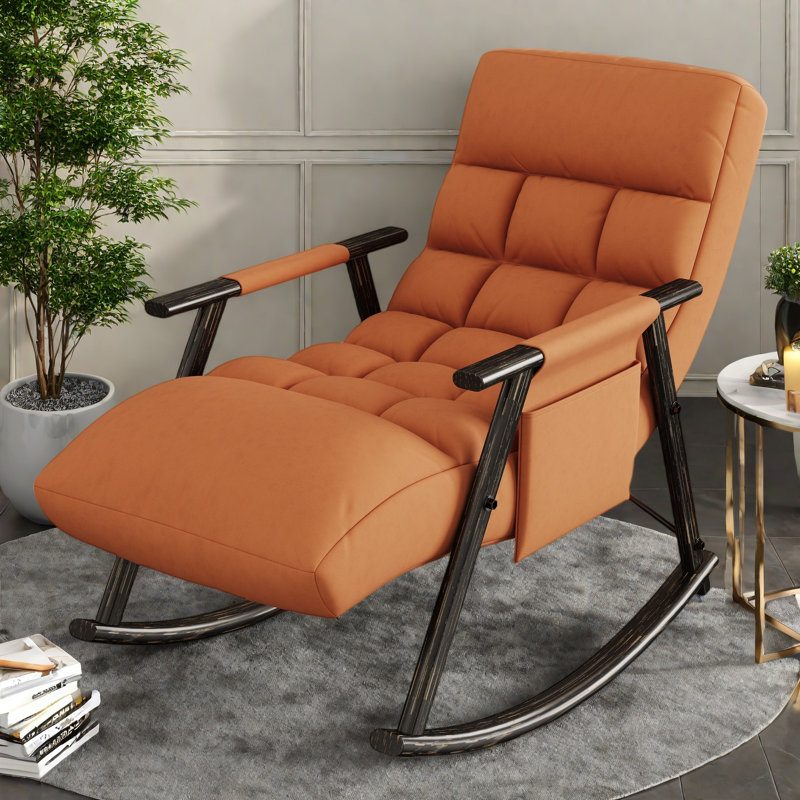 Chaise berçante pliante Casual, Velours rose