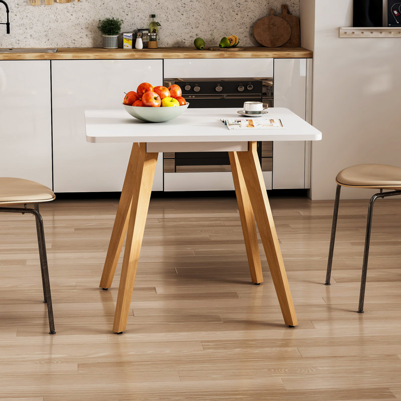 Ingowart Walnut Solid Wood Base Dining Table, 27.6" W x 27.6" L