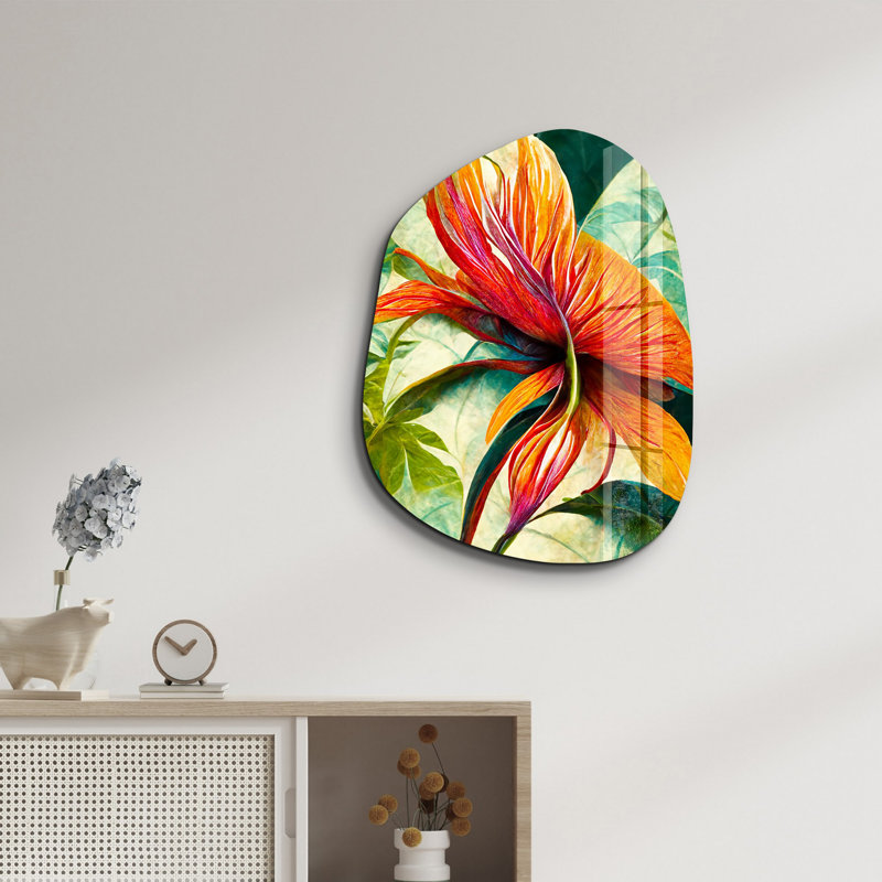 Wall Decor on Tempered Glass, 50" H x 65" W x 0.4" D