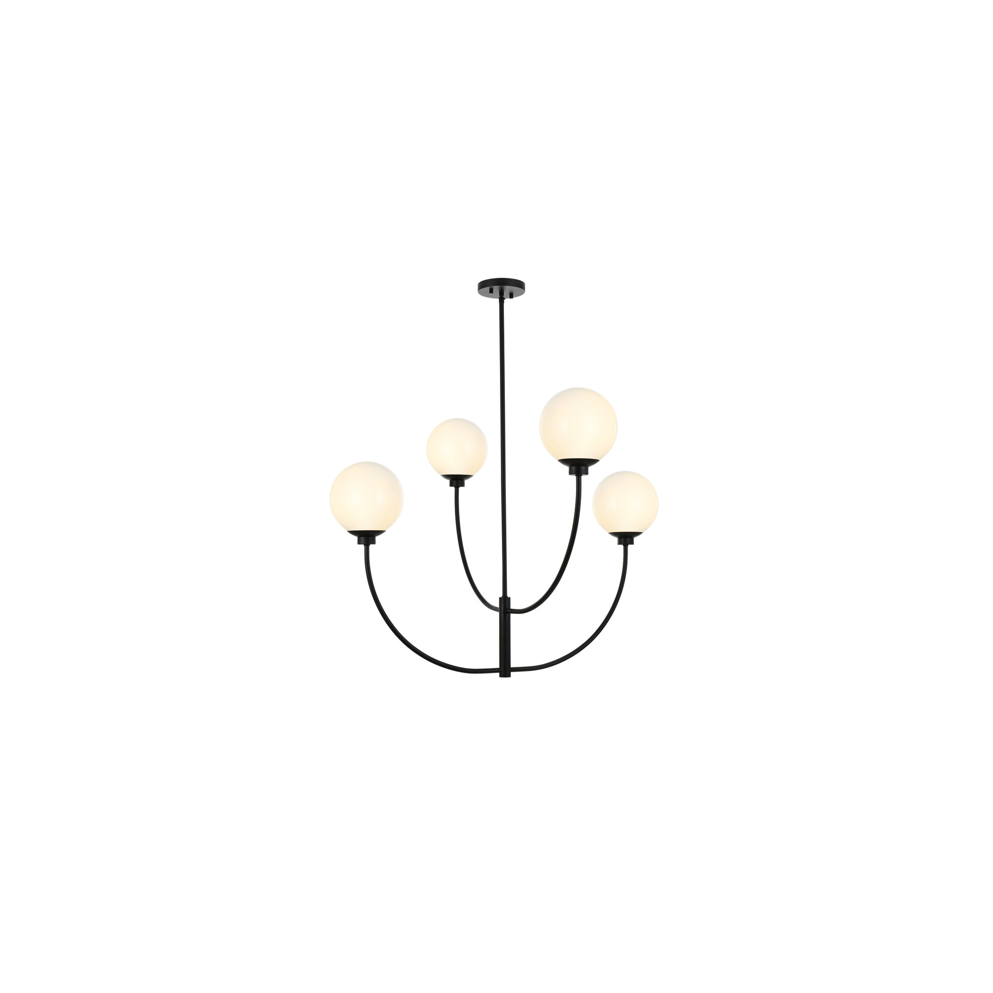 Kyle 4 - Light Chandelier, 27" H x 36" W x 36" D, Black