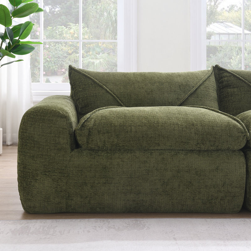 Boneless Kentin 116'' Upholstered Modular Sectional Sofa,No Assembly Required, Green