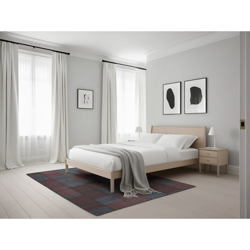 Tapis brun/bleu zone contemporaine, Rectangle 5 pi x 7 pi