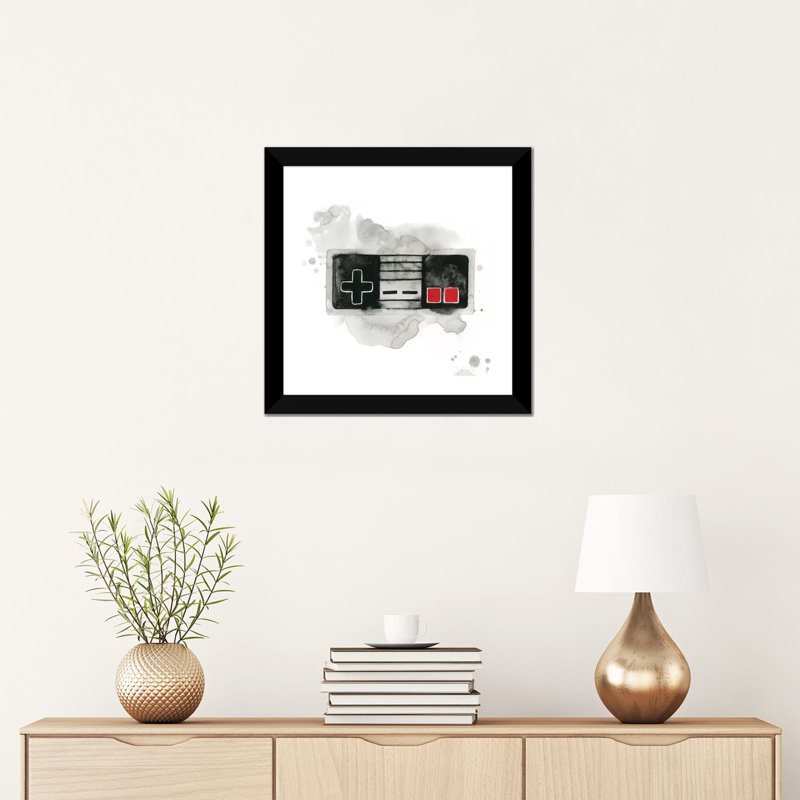 « Gamer I » par Grace Popp-impression d’art graphique, Papier encadré noir, Blanc, H 16 po x l 16 po x p 1 po