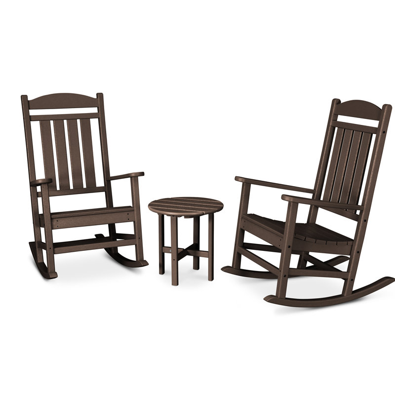 POLYWOOD Presidential 3-Piece Rocker Set, Mahogany