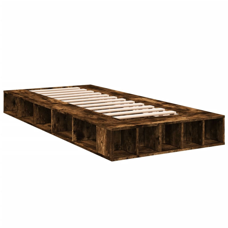 Vidaxl Bed Frame Engineered Wood, Smoked Oak, 100 x 200cm