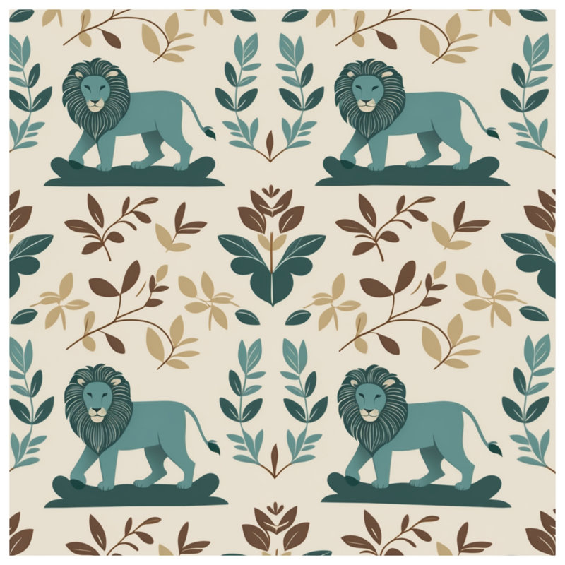 Édredon lion à motif de feuilles, Très grand lit