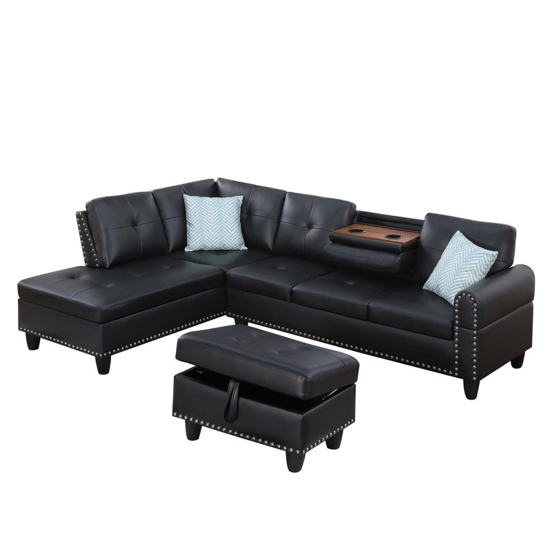 Canapé modulaire en similicuir avec repose-pieds Irine
