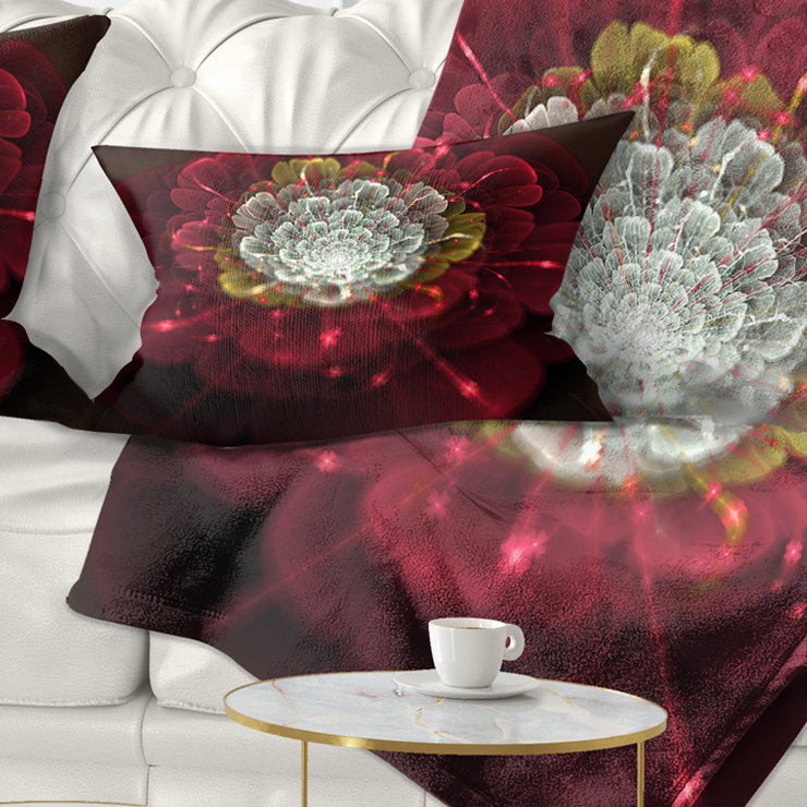 Coussin lombaire floral fractal, rouge