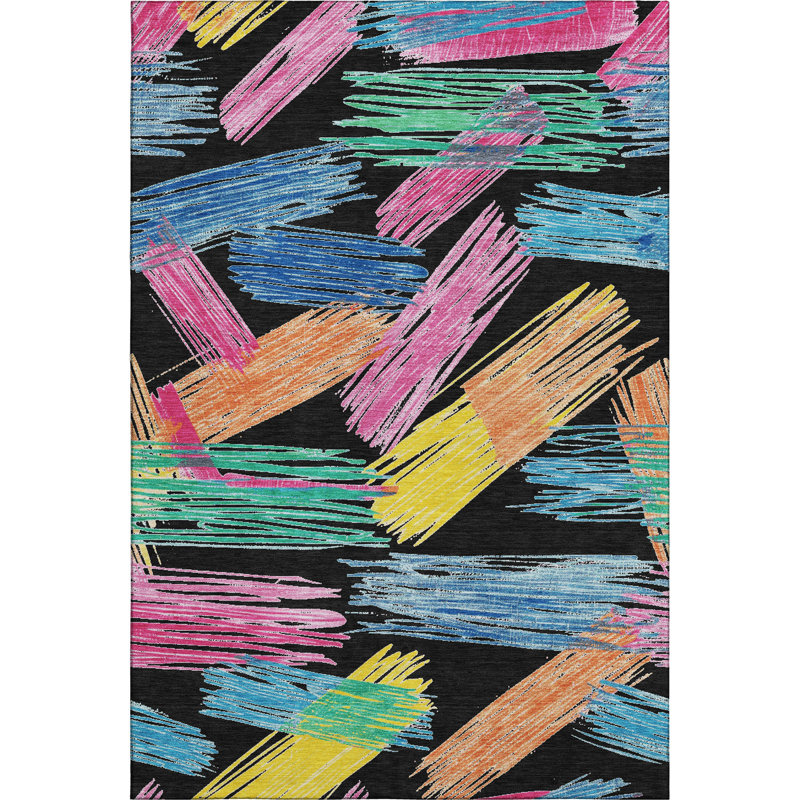 Premium Machine Washable Mehara AMF1696 Stripes Rug, Rectangle 10' x 14'
