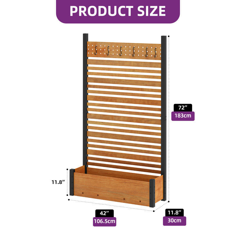 72" H X 42" W Raised Garden Bed, Brown
