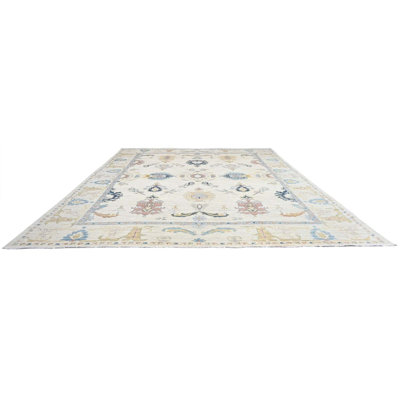 Oushak Collection, Transitional One-of-a-Kind Rectangle 12'6" X 15'1" Hand Knotted Area Rug