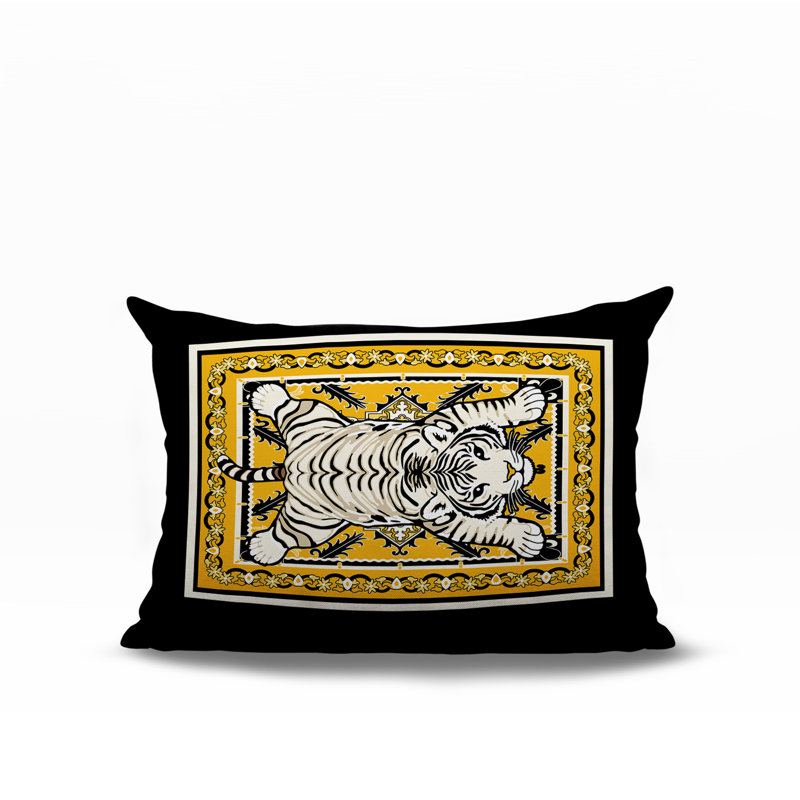 Oreiller rectangulaire réversible intérieur / extérieur Gibo Tiger, Jaune
