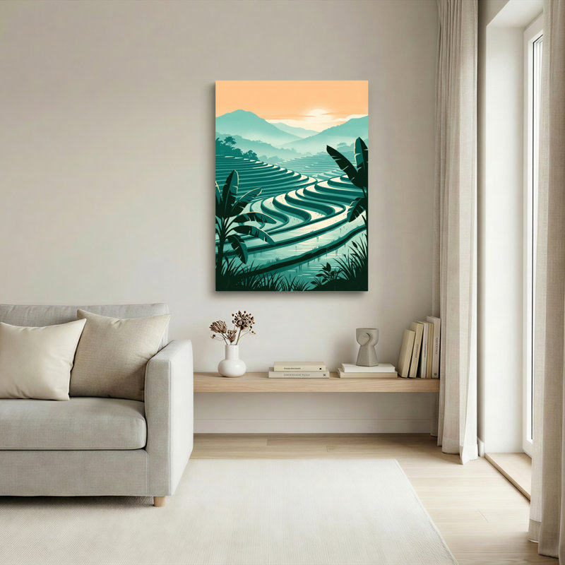 Ensemble de 1 tableau sur toile représentant des champs en terrasses, 48"H x 36"W, Wrapped Canvas