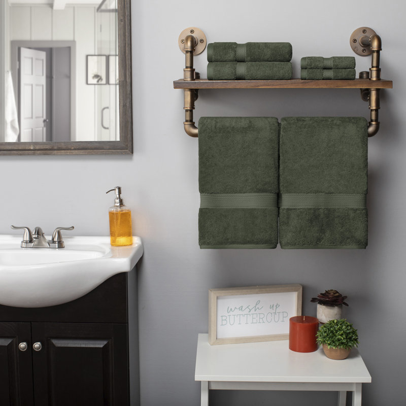 Scotia Egyptian Cotton Bath Towel Set, Forest Green, 6Pc Towel Set  (2Bath, 2Hand, 2Face)