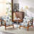 Solid Wood Accent Chair Upholstered Armchair With Lumbar Support Pillow