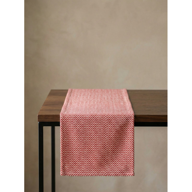 Red Herringbone Bay Indoor Outdoor Table Runner 14x72