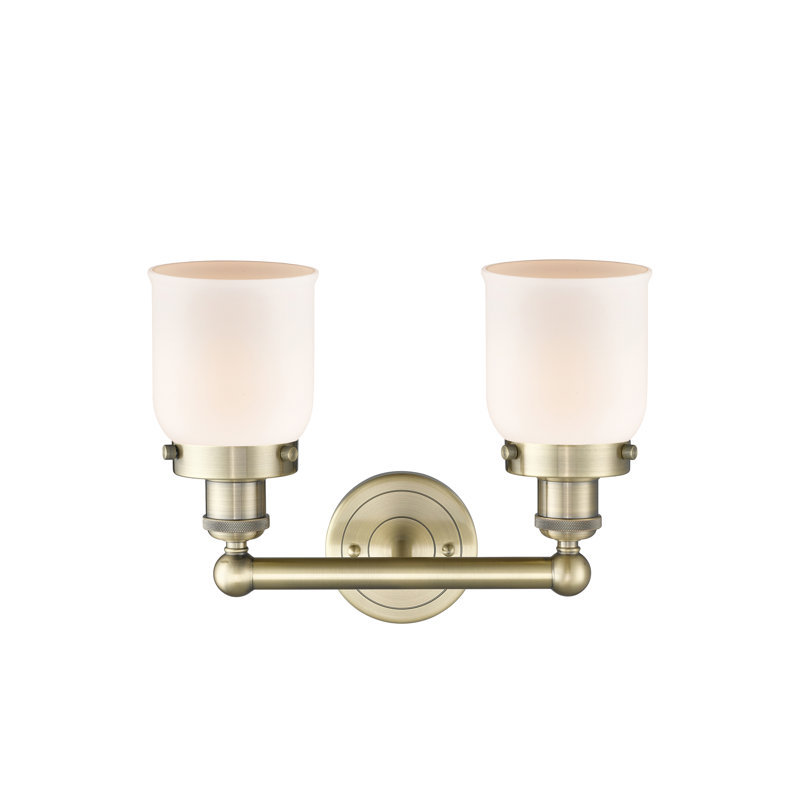 Éclairage pour meuble-lavabo à 2 lumières à intensité variable Corralitos, Blanc mat, Laiton antique