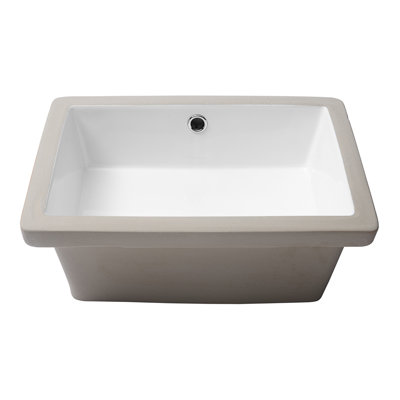 Modern Ceramic Rectangular Undermount Sink 18"X12" With Overflow - Stain-, Elegant Look For Different Places Smooth Various Settings