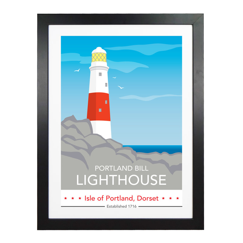 Portland Bill Day Ribba - Print, Black Framed, 40cm H x 30cm W x 1cm D