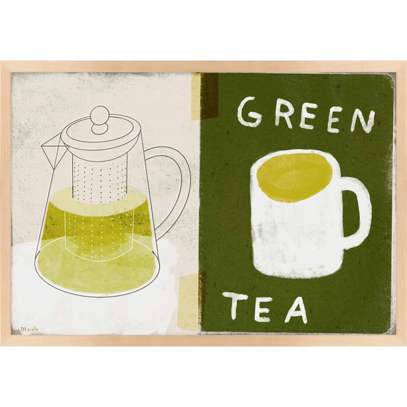 Thé vert encadré par Marco Marella pour Studio M, Papier encadré érable, H 26,5 po x l 38 po