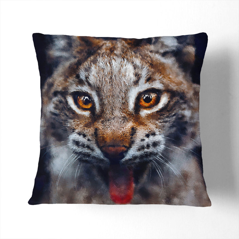 Lynx Cat Painting Square Throw Cushion, 40cm H x 40cm W x 15cm D